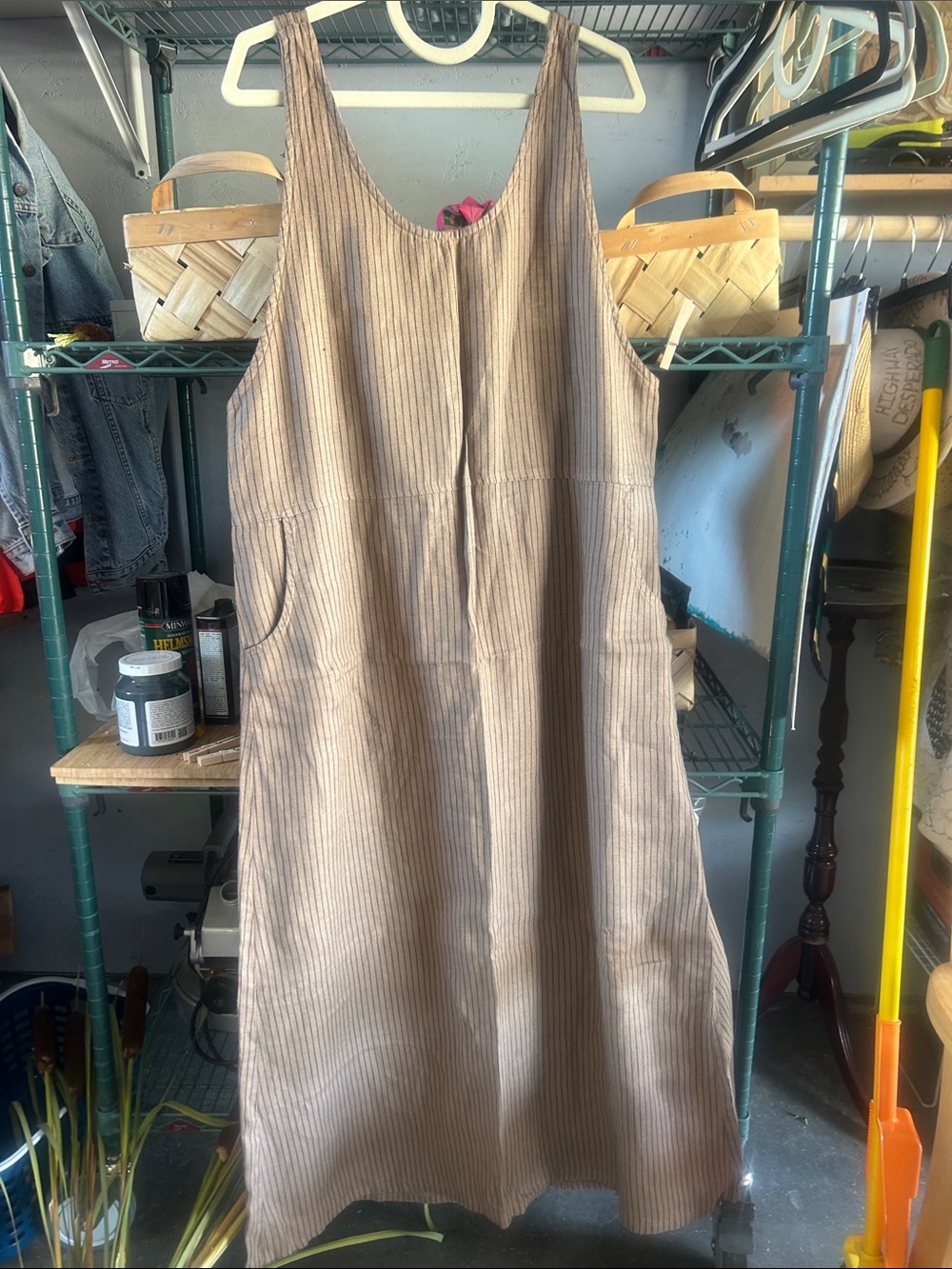Chico's Taupe Striped Sleeveless Maxi Dress